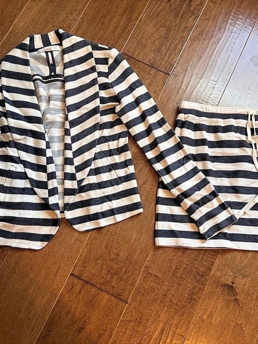 LOFT Striped Skirt Set in Navy Blue & Cream Like New - size Medium both